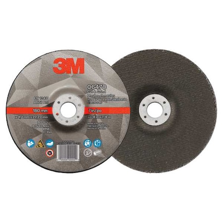 Abrasive Cut-Off Wheel, Type 27, 7 in Dia, 0.125 in Thick, 7/8 in Arbor Hole Size, Ceramic, 36 Grit MPN:06470