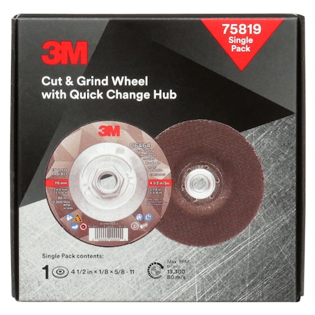 Abrasive Cut-Off Wheel, Type 27, 4 1/2 in Dia, 0.125 in Thick, 5/8