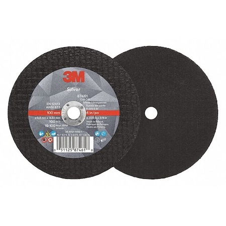 Abrasive Cut-Off Wheel, Type 1, 4 in Dia, 0.035 in Thick, 3/8 in Arbor Hole Size, Ceramic, 60 Grit MPN:87461