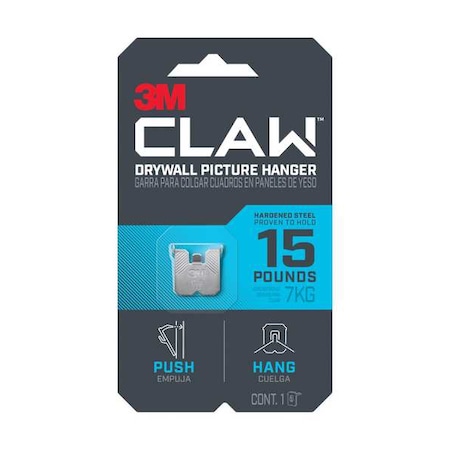 Picture Hanger, Silver, Steel, 5/8 in D MPN:3PH15-1ES