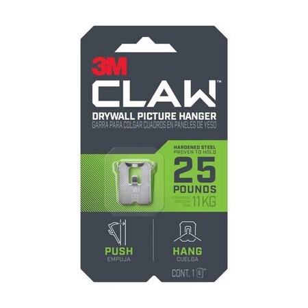 Picture Hanger, Silver, Steel, 17/32 in D MPN:3PH25-1ES