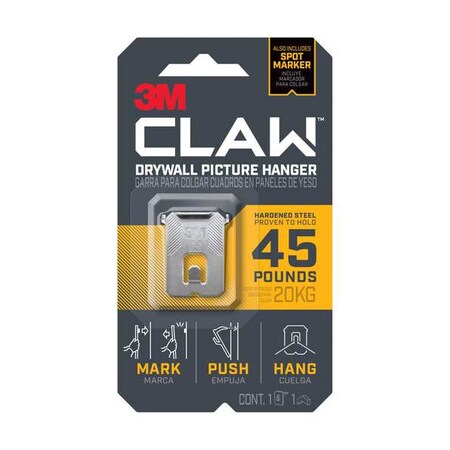 Picture Hanger, Silver, Steel, 9/16 in D MPN:3PH45M-1ES