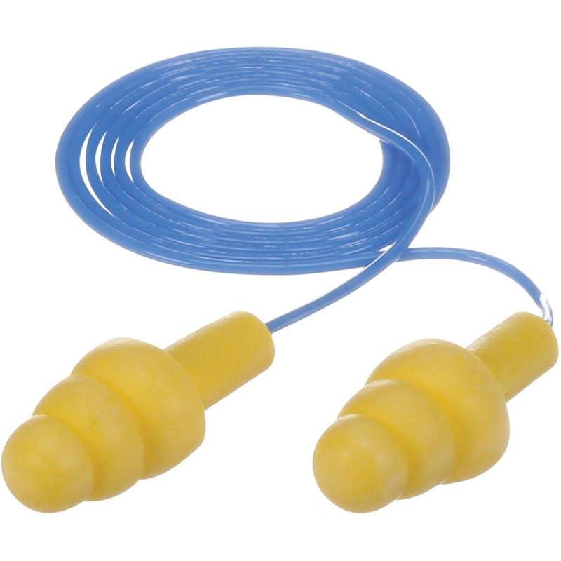E-A-R UltraFit Corded Earplugs - Noise, Blast Protection - Polymer - Yellow - Comfortable, Washable, Dielectric, Disposable - 100 / Box MPN:340-4004