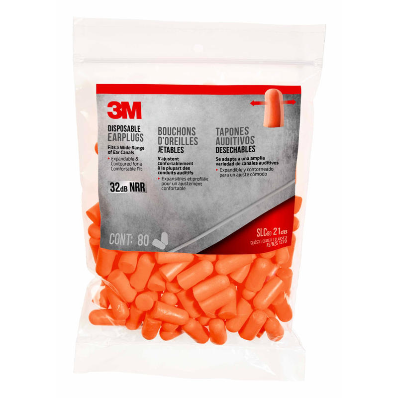 3M Disposable Earplugs, Orange, 92800H80-DC, 80 Pairs Per Pack MPN:92800H80-DC