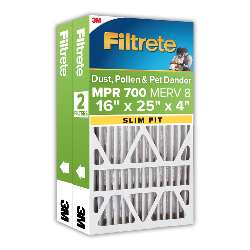 Filtrete 16 x 25 x 4 Air Filter, 2 HVAC Filters, MPR 700, MERV 8, Optimized HVAC Airflow, Dust, Pollen & Pet Dander, 12 Month AC and Furnace Filters MPN:701DP-4S-2