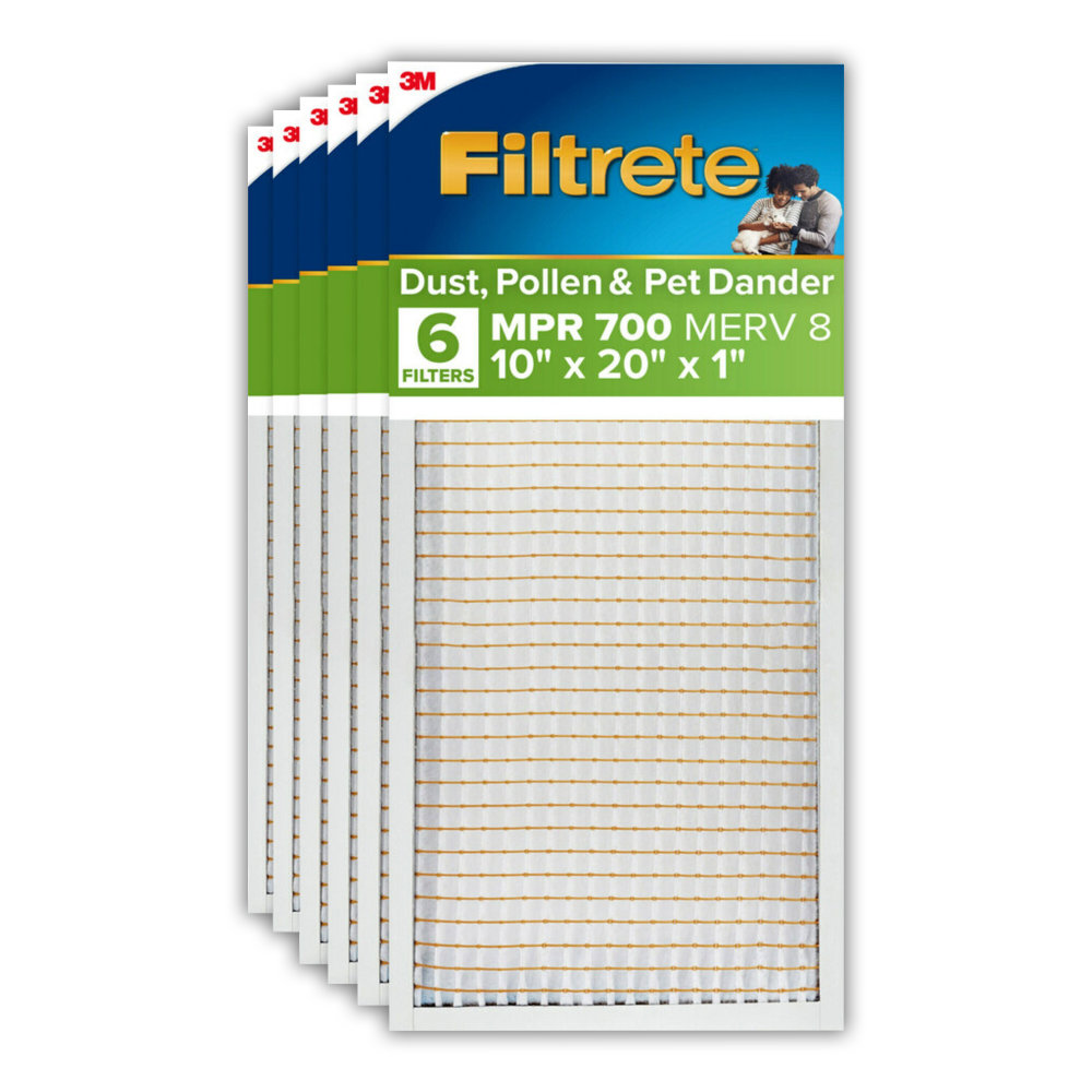 Filtrete 10 x 20 x 1 Air Filter, 6 HVAC Filters, MPR 700, MERV 8, Optimized HVAC Airflow, Dust, Pollen & Pet Dander, 3 Month AC and Furnace Filters MPN:707-6PK-EC