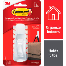 3M™ Command™ 17003ES Large Utility Hook White 5 Lbs Capacity 7100113025 - Pkg Qty 36