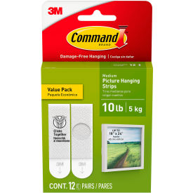 3M™ Command™ 17204-12ES Picture Hanging Strips White 10 Lbs Capacity 7100278448 - Pkg Qty 24
