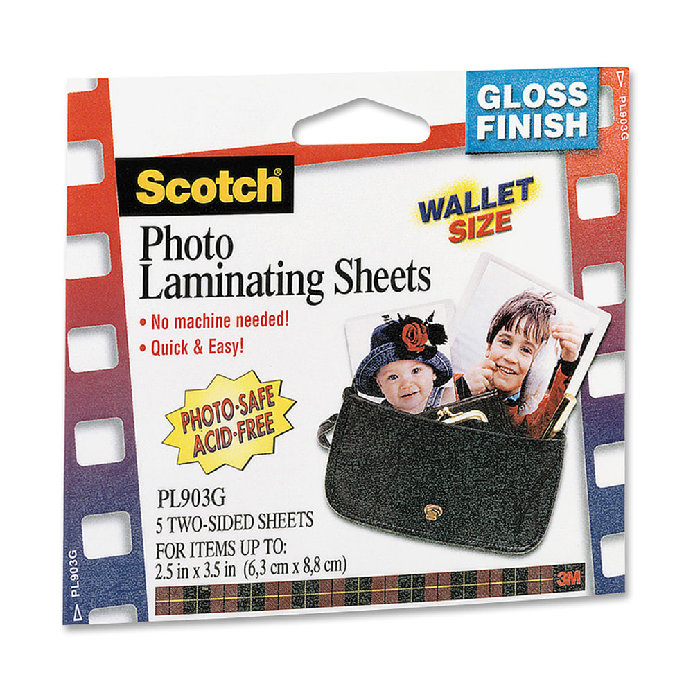 3M Self-Sealing Photo Laminating Sheets, 2 1/2in x 3 1/2in, Pack Of 5 MPN:MMM PL903G