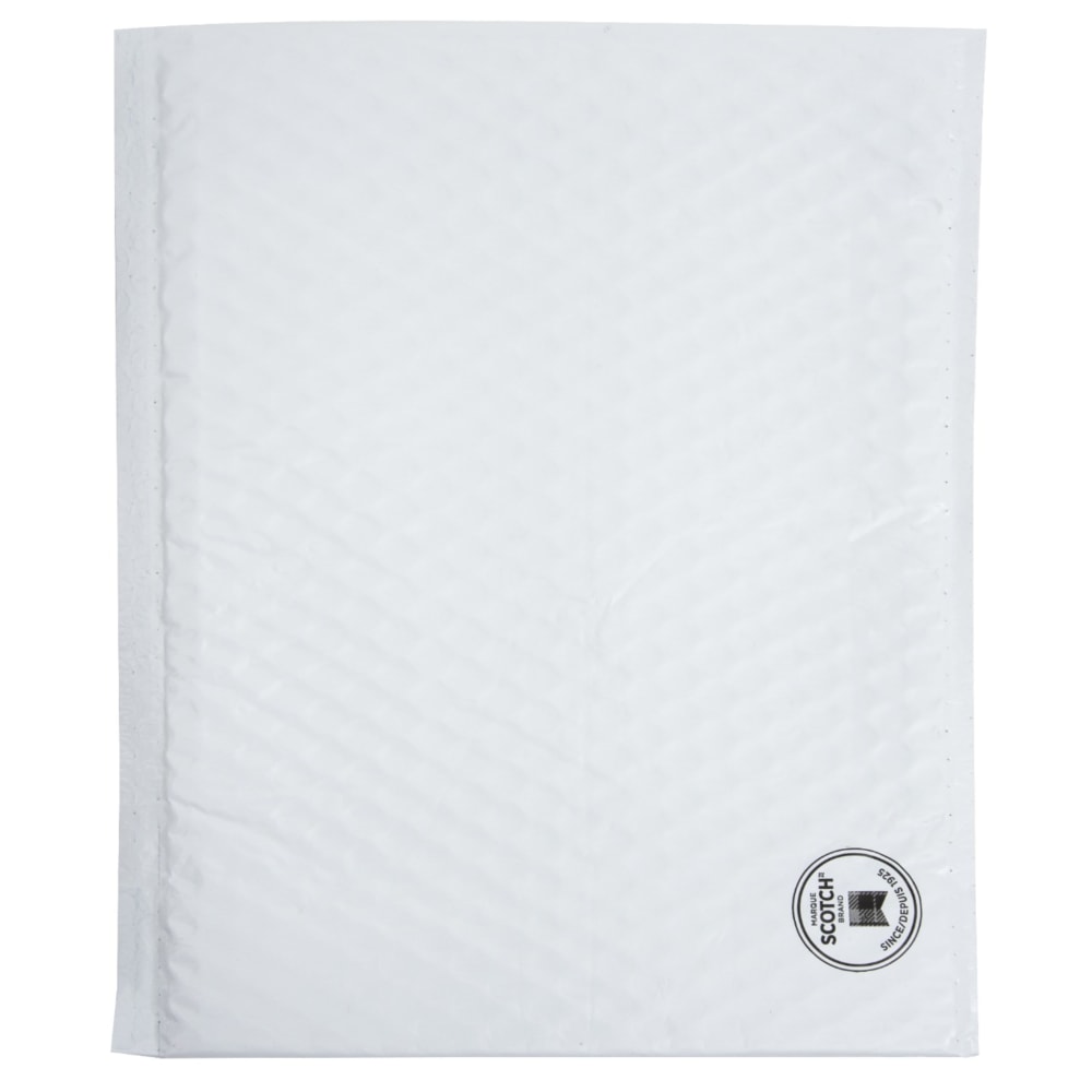 Scotch Poly Bubble Mailer, White, Small, Size 2, Inside Dimensions 8.5 IN x 11 IN, made with 50% recycled plastic MPN:8914