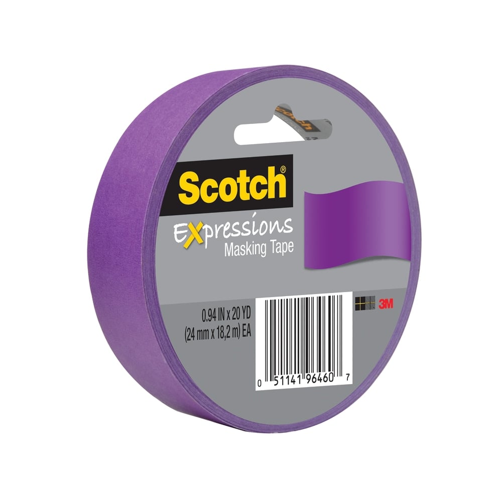 Scotch Expressions Decorative Masking Tape, 1in x 20 Yd., Purple MPN:3437-PUR