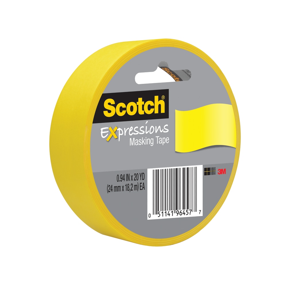 Scotch Expressions Decorative Masking Tape, 1in x 20 Yd., Yellow MPN:3437-PYL