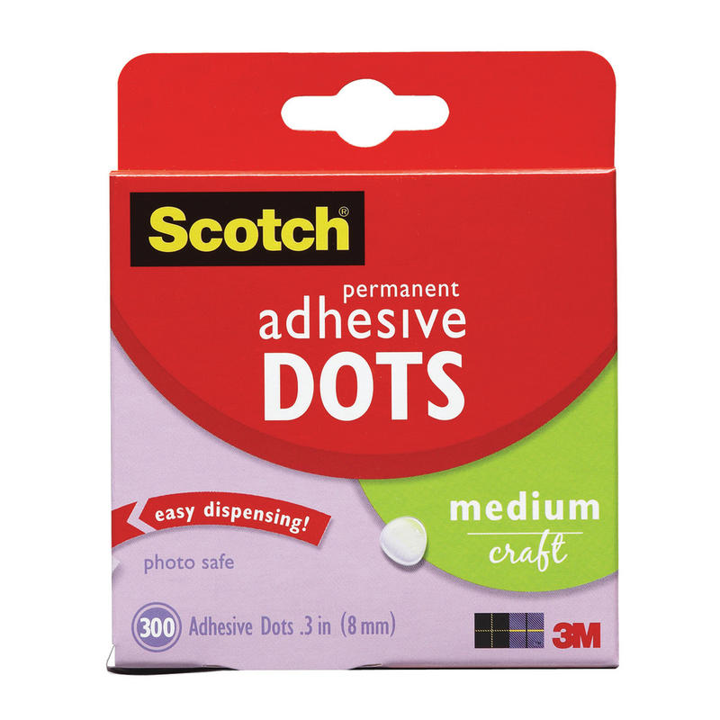 Scotch Permanent Adhesive Dots, Medium Craft, Pack Of 300 MPN:010-300M