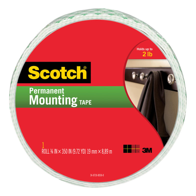 Scotch Indoor Double-Sided Mounting Tape, 0.75 in x 350 in (1.9 cm x 8.89 m) MPN:110-LNG-HANG