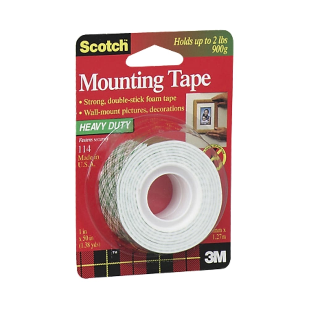 Scotch Indoor Double-Sided Mounting Tape, 1 in x 50 in (2.54 cm x 1.27 m) MPN:114