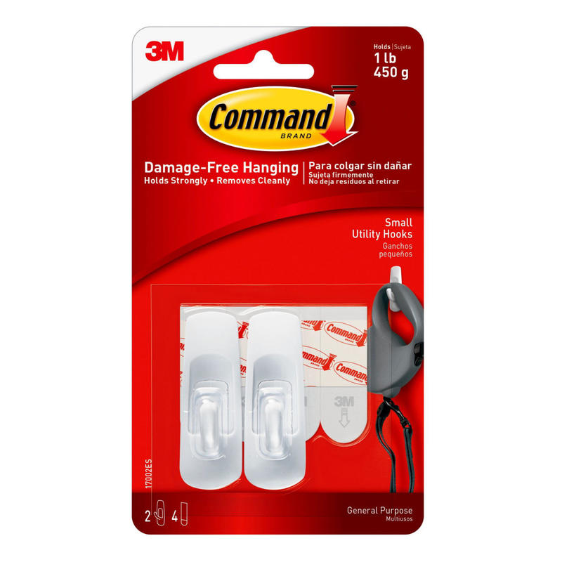 3M Command General Purpose Removable Plastic Hooks, Small, 1-Lb Capacity, Pack Of 2 (Min Order Qty 16) MPN:17002