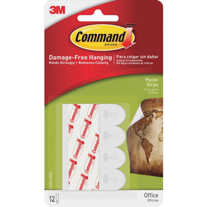 Command Removable Adhesive Poster Strips, 1 3/4in, Clear, Pack Of 12 MPN:17024ES
