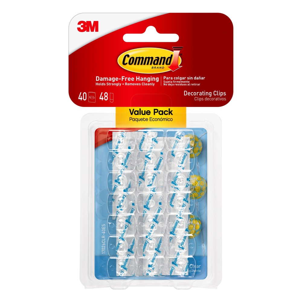 Command Decorating Clips Value Pack, Clear, Pack Of 40 Clips MPN:17026CLR-40ES