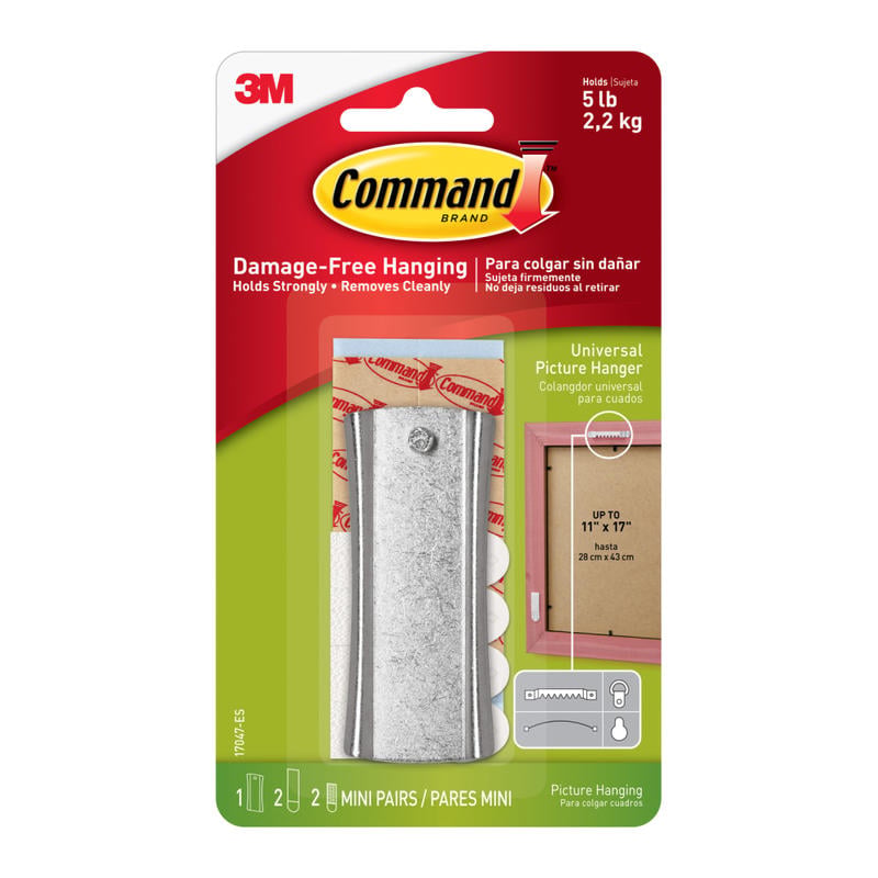 Command Sticky Nail Sawtooth Hanger  1 Hook  2 Large  4 Mini White Adhesive Strips  Damage Free Hanging Picture Hangers  No Tools Wall Hanging Strips MPN:17047