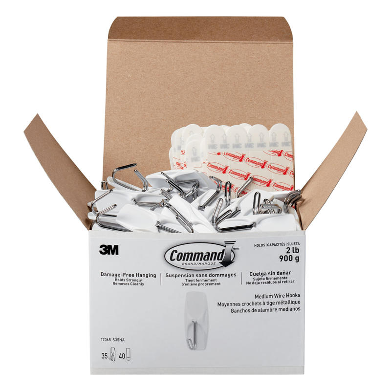Command Medium Wire Hooks, 35 Hooks, 40 White Adhesive Strips, Damage Free Hanging Picture Hangers, No Tools Wall Hanging Strips For Living Spaces MPN:17065-S35NA