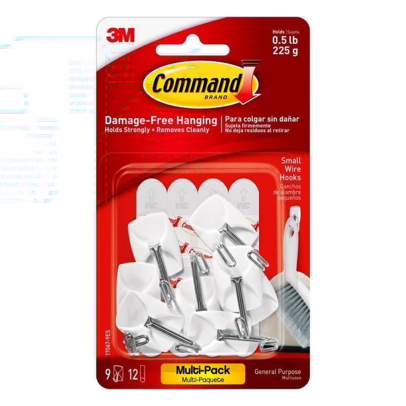 Command Small Wire Toggle Hooks, 9 Hooks, 12 White Adhesive Strips, Damage Free Hanging Picture Hangers, No Tools Wall Hanging Strips For Christmas Decorations (Min Order Qty 7) MPN:17067-VP