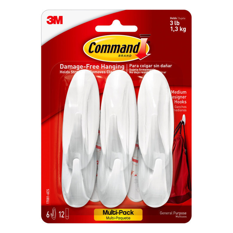 Command Designer Medium Hooks, 6 Hooks MPN:17081-6ES