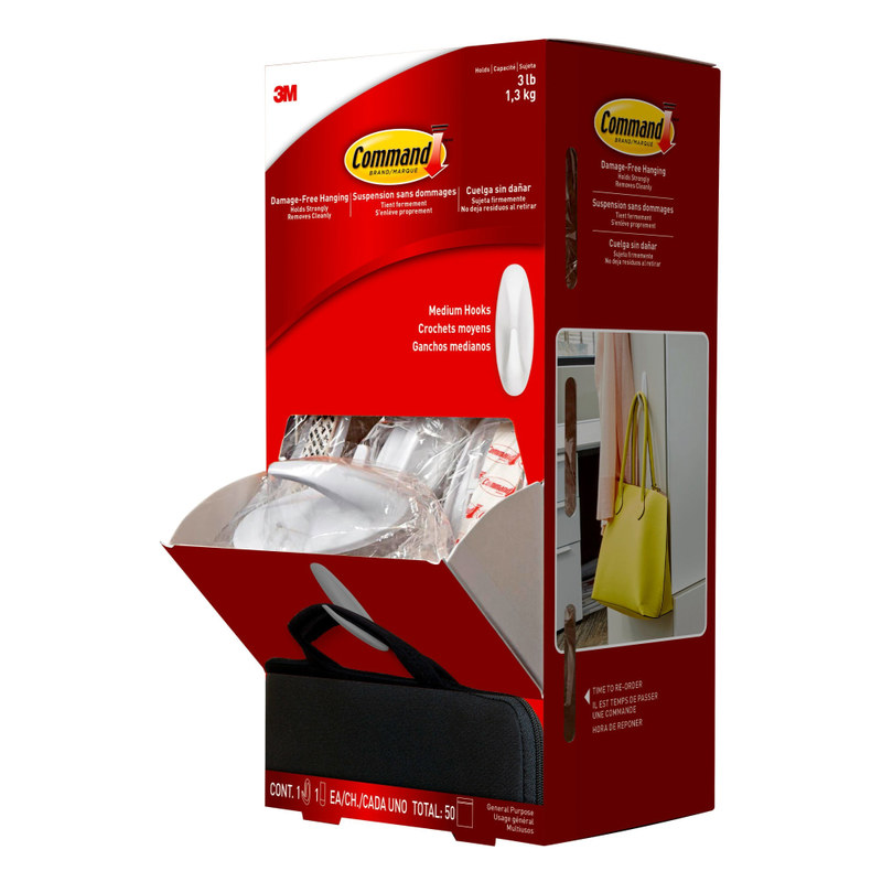 Command Medium Hooks Cabinet Pack, 50 Command Hooks, 50 Command Strips, Damage Free Wall Hanging, White MPN:17081CABPK
