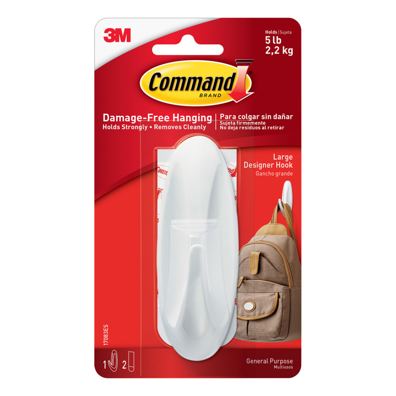 Command General Purpose Removable Plastic Hook, Large (Min Order Qty 11) MPN:17083ES