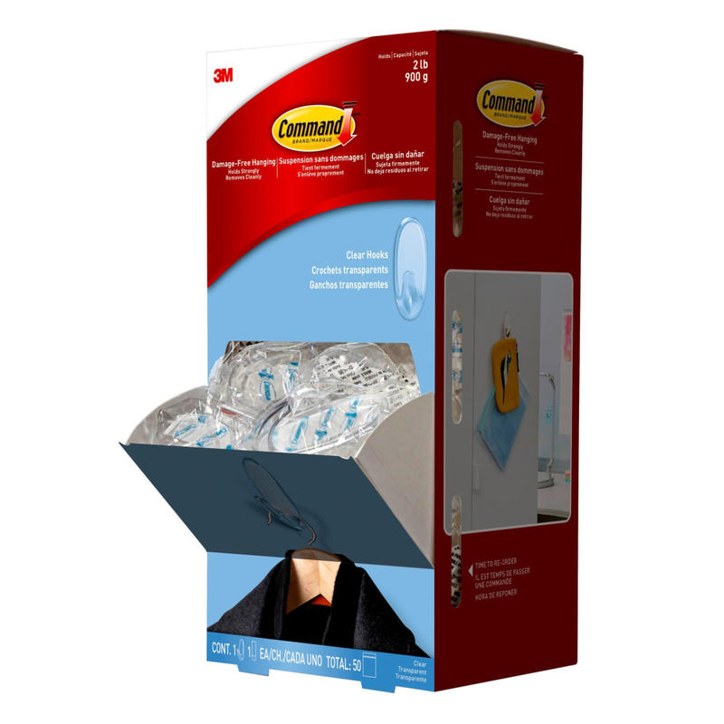 Command Assorted Hooks Cabinet Pack, 50 Hooks, 50 Clear Adhesive Strips, Damage Free Hanging Picture Hangers, No Tools Wall Hanging Strips MPN:17091CLRCABPK