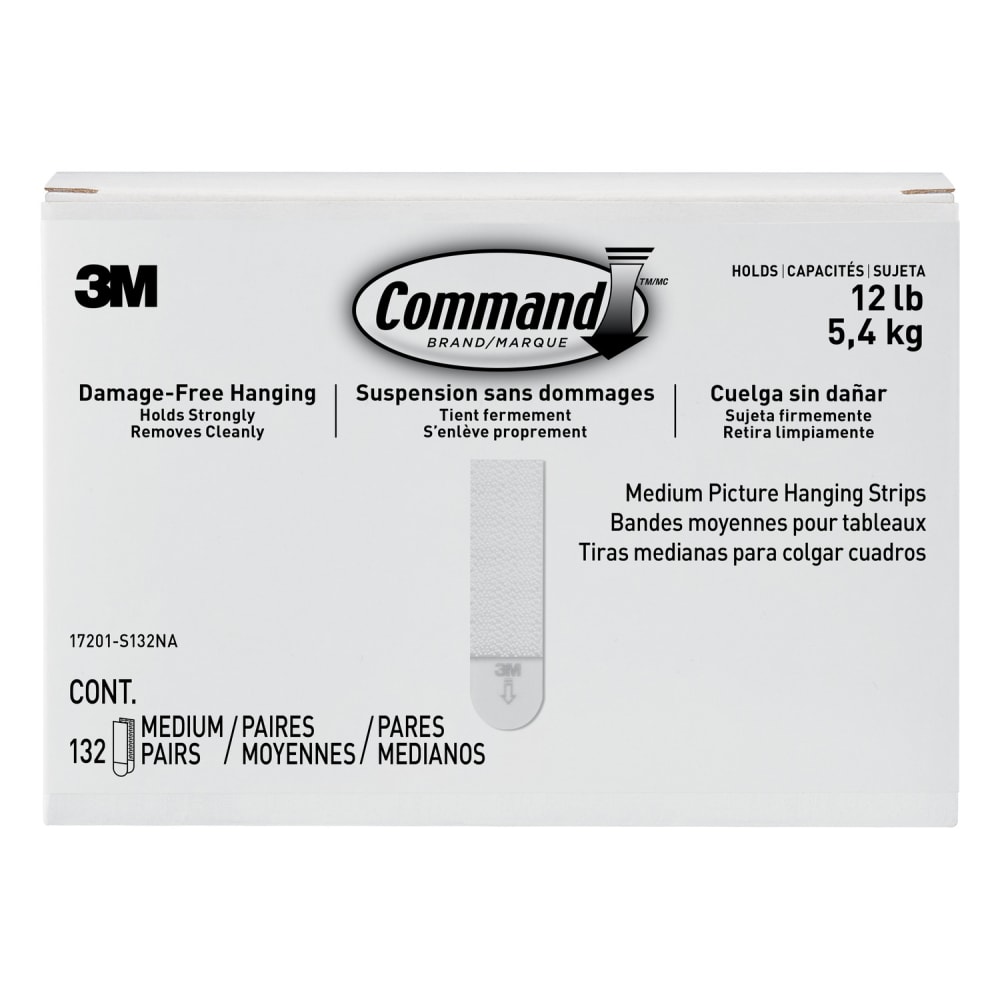 Command Medium (10lb) Picture Hanging Strips, White, 132 Pairs (234 strips), 17201S132A MPN:17201-S132A
