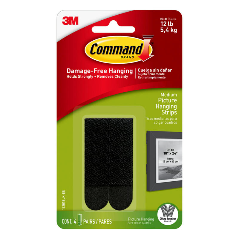 Command Medium Black Picture Hanging Strips, 17201BLK MPN:17201BLK