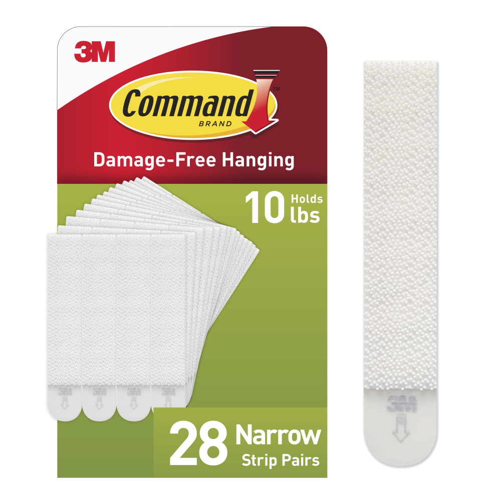 Command Narrow (10lb) Picture Hanging Strips, White, 28 Pairs (54 strips), Damage-Free Wall Hangers for Picture Frames and Other Decor MPN:17207-28ES