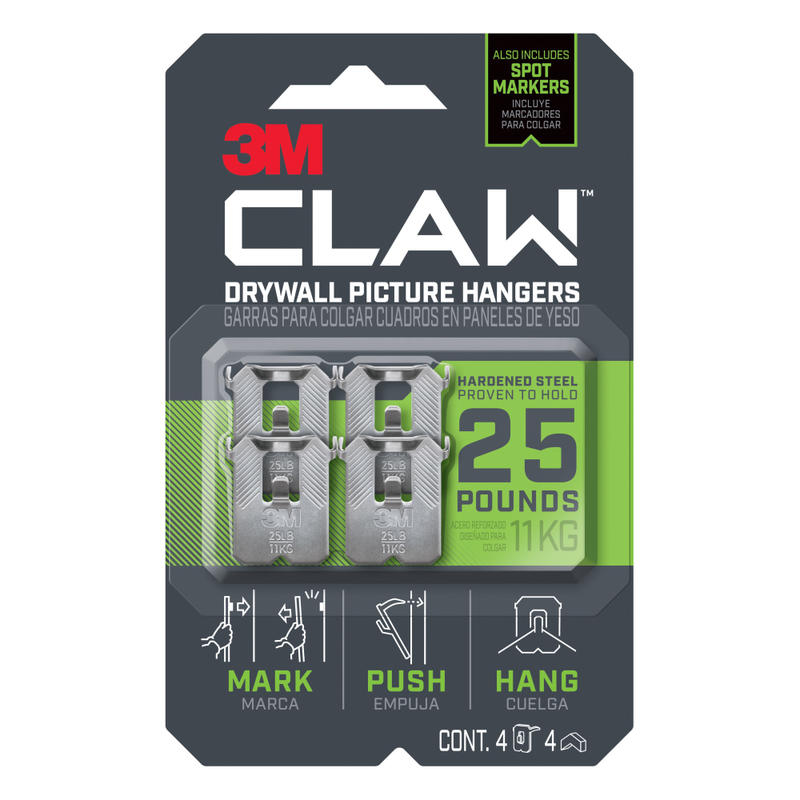3M CLAW Drywall Picture Hanger, 3PH25M4ES MPN:3PH25M-4ES