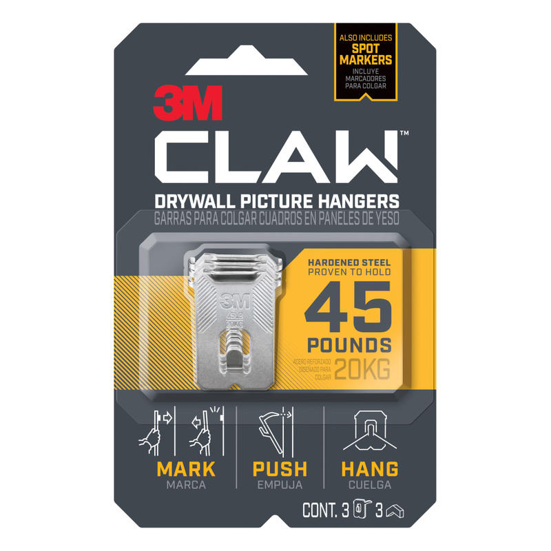 3M CLAW Drywall Picture Hanger, 3PH45M3ES MPN:3PH45M-3ES