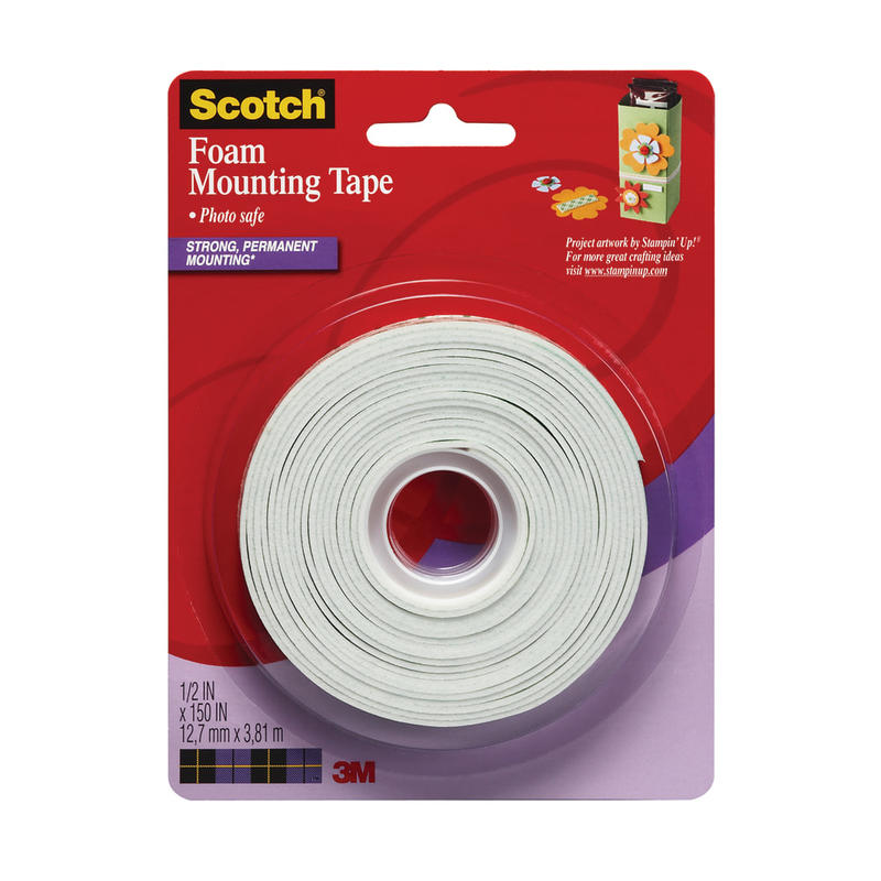 Scotch Foam Mounting Tape, 1/2 in (1.27 cm) MPN:4013