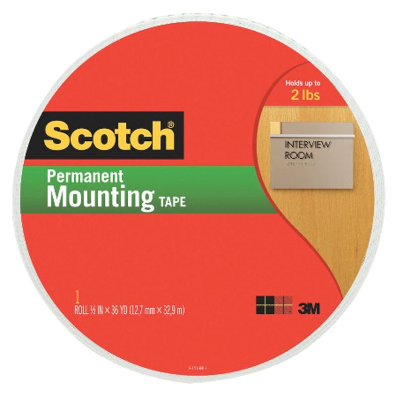 Scotch Double-Sided Foam Mounting Tape, 1/2in x 36 Yards, Off White MPN:4016