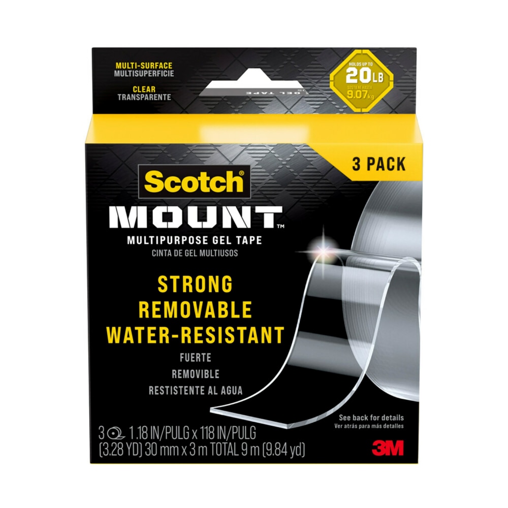 Scotch-Mount Multipurpose Gel Tape, 30 mm x 3 m (1.18 in x 118 in), 3 Pack MPN:420-3M-3ES