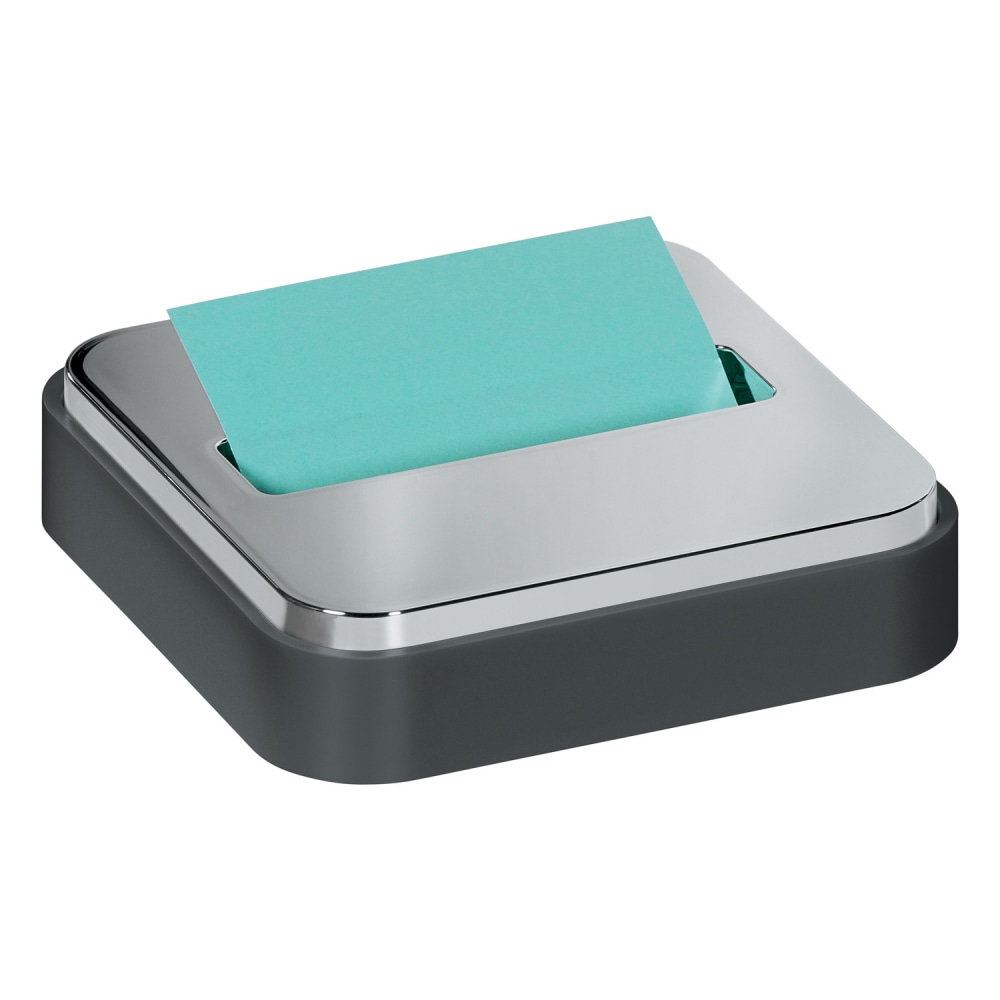 Post-it Pop Up Notes Dispenser, 3 in x 3, 1 Dispenser, 1 Pad, 45 Sheets/Pad, Clean Removal, Black Base with Steel Top MPN:STL-330-B