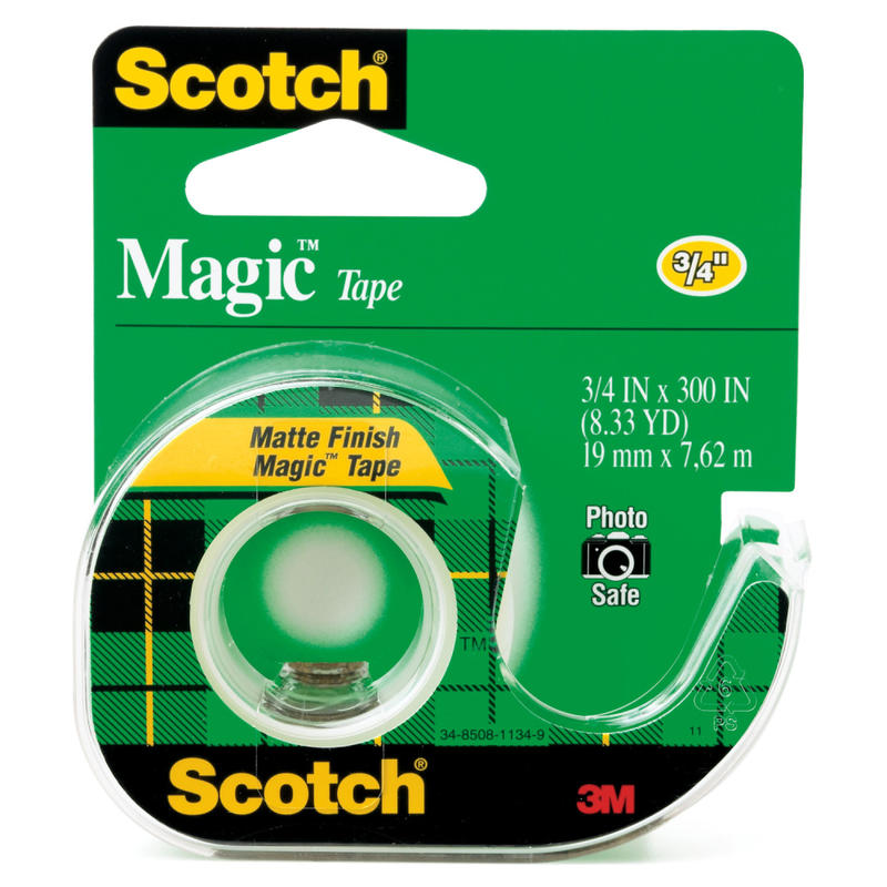Scotch Magic Tape In Dispenser, 3/4in x 300in, Clear (Min Order Qty 33) MPN:105