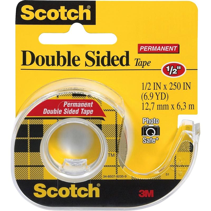 Scotch Double-Sided Tape With Handheld Dispenser, 1/2in x 248in, Clear MPN:136