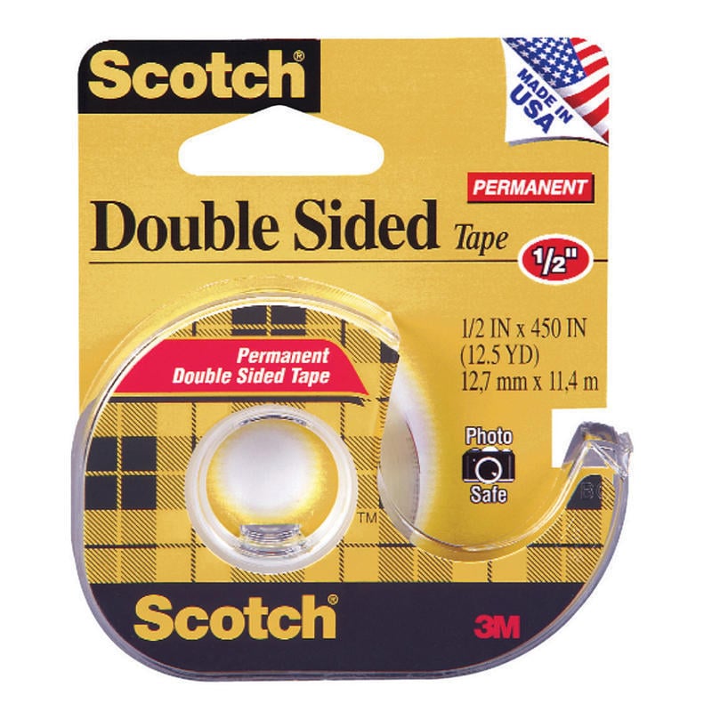 Scotch 137 Photo-Safe Double-Sided Tape In Dispenser, 1/2in x 450in, Clear MPN:137