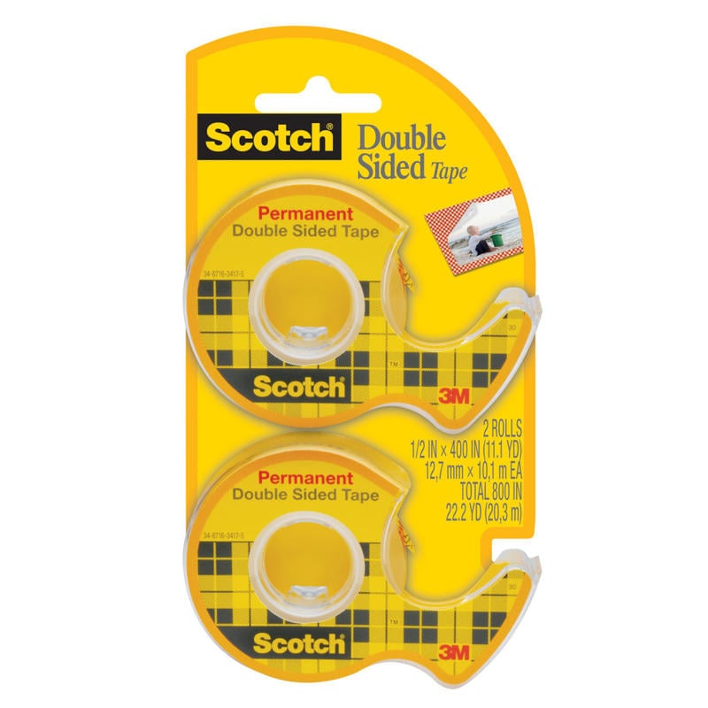 Scotch Double Sided Tape, Permanent, Pack Of 2 Tape Rolls With Dispensers MPN:137DM-2