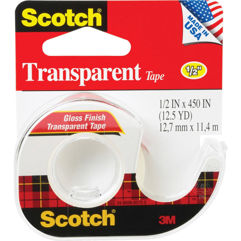 Scotch Transparent Office Tape In Dispenser, 1/2in x 450in, Clear (Min Order Qty 40) MPN:144