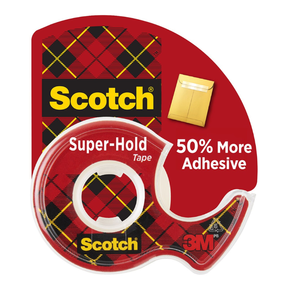 Scotch Super-Hold Tape, With Handheld Dispenser, 0.75in x 18 Yd, Clear MPN:198