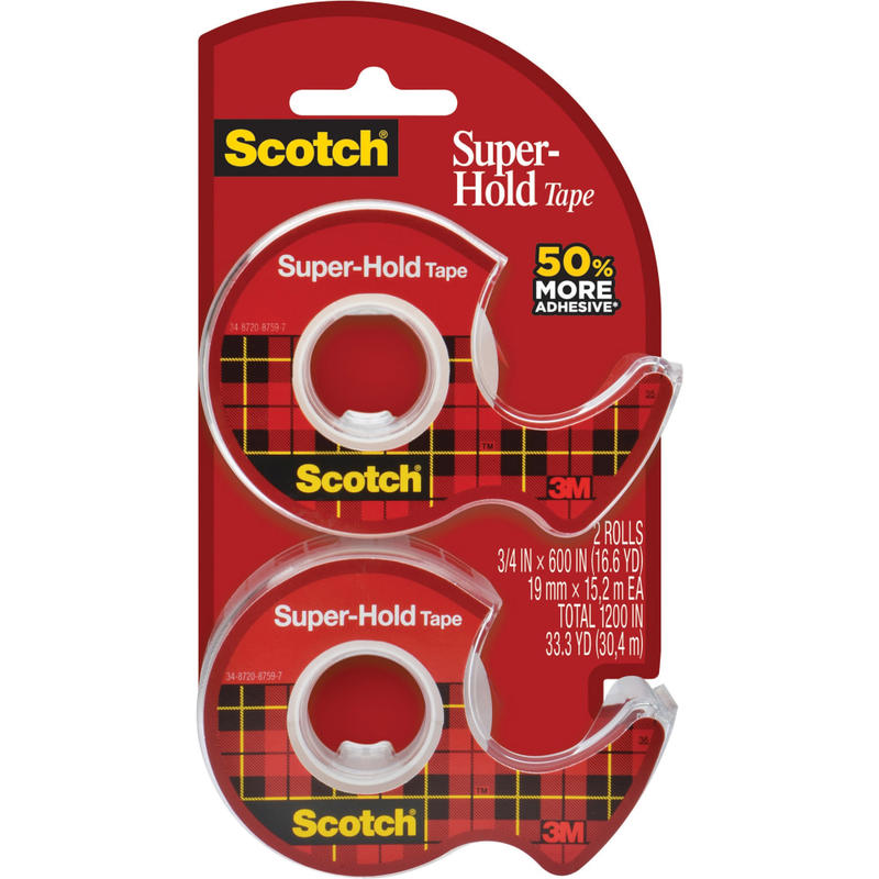 Scotch Tape Super-Hold, 3/4in x 600in, Translucent, Pack of 2 rolls MPN:198DM2