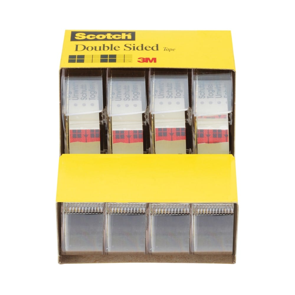 Scotch Double Sided Tape with Dispenser, Photo Safe, 1/2 in. x 400 in., 4 Tape Rolls, Clear, School Supplies and College Essentials for Students MPN:4137