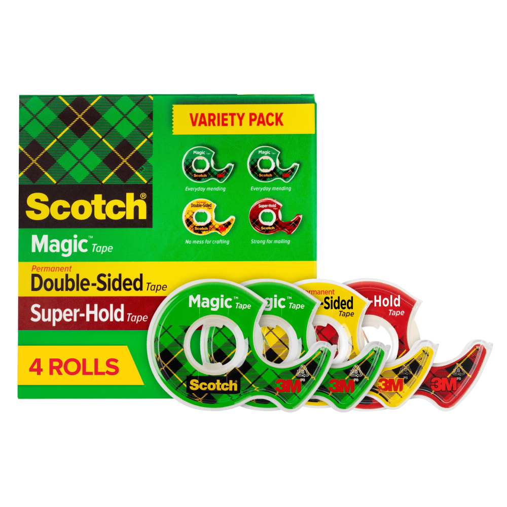 Scotch Tape Variety Pack, 2 Magic Tape, 1 Double-Sided Tape, 1 Super Hold Tape, School Supplies and College Essentials for Students and Teachers MPN:4MIX-SR