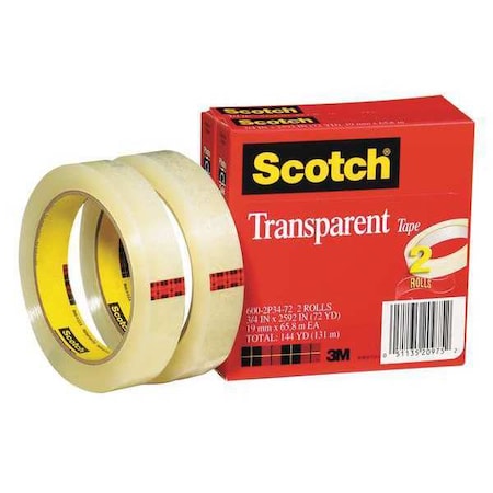 Transparent Tape, 3/4 x 2592 in., PK2 MPN:600-2P34-72
