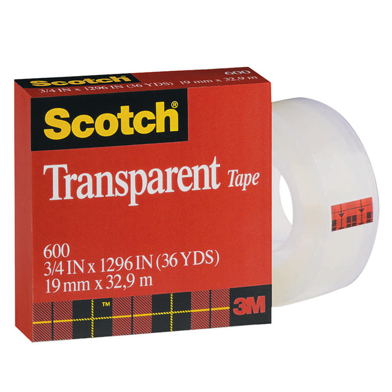 Scotch Transparent Tape, 3/4in x 1, 296in, Clear MPN:600-3/4X1296