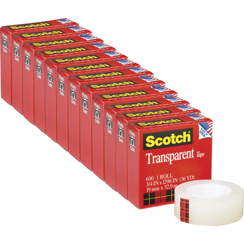 Scotch Transparent Tape, 108ft, Clear, Pack Of 12 Rolls MPN:600341296PK